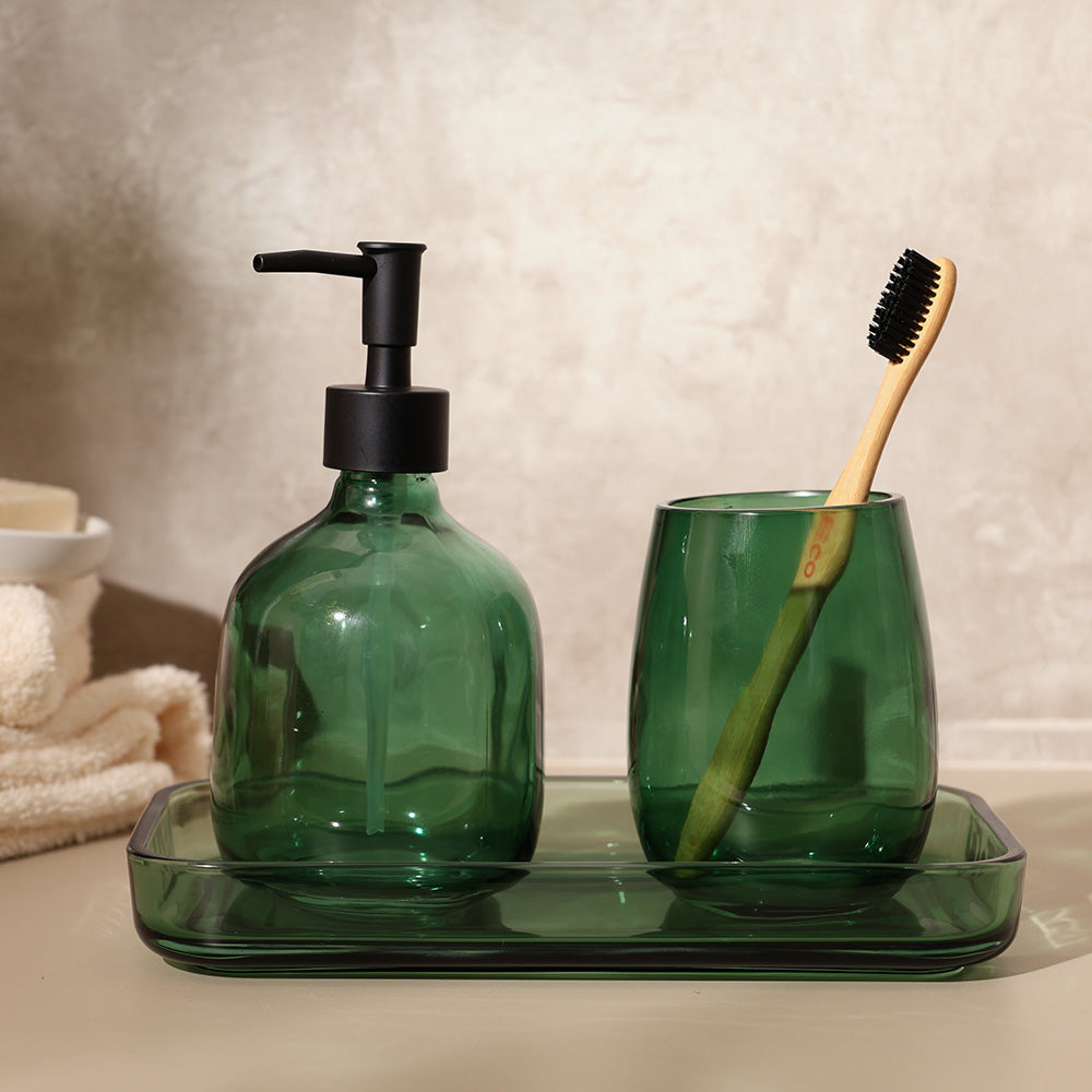 Aurora 3-piece Glass Bathroom Set - Green