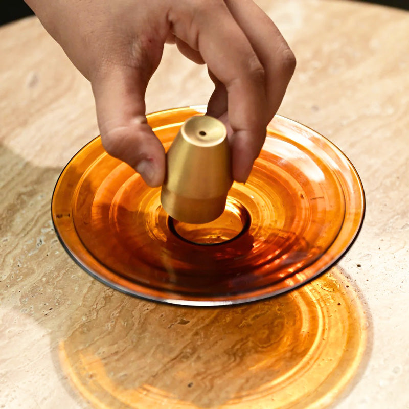 Glass Incense Holder - Amber