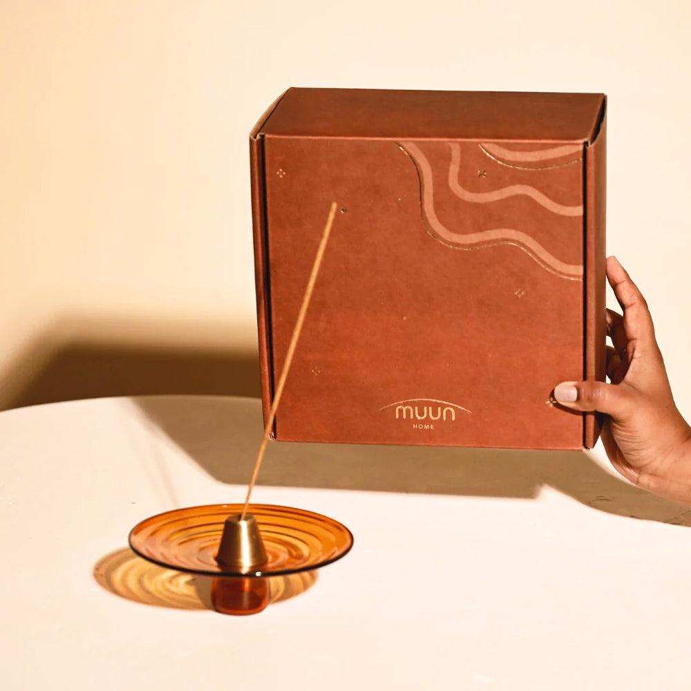 Glass Incense Holder - Amber