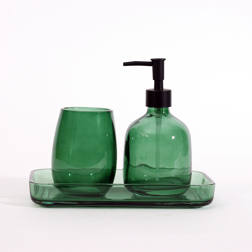 Aurora 3-piece Glass Bathroom Set - Green