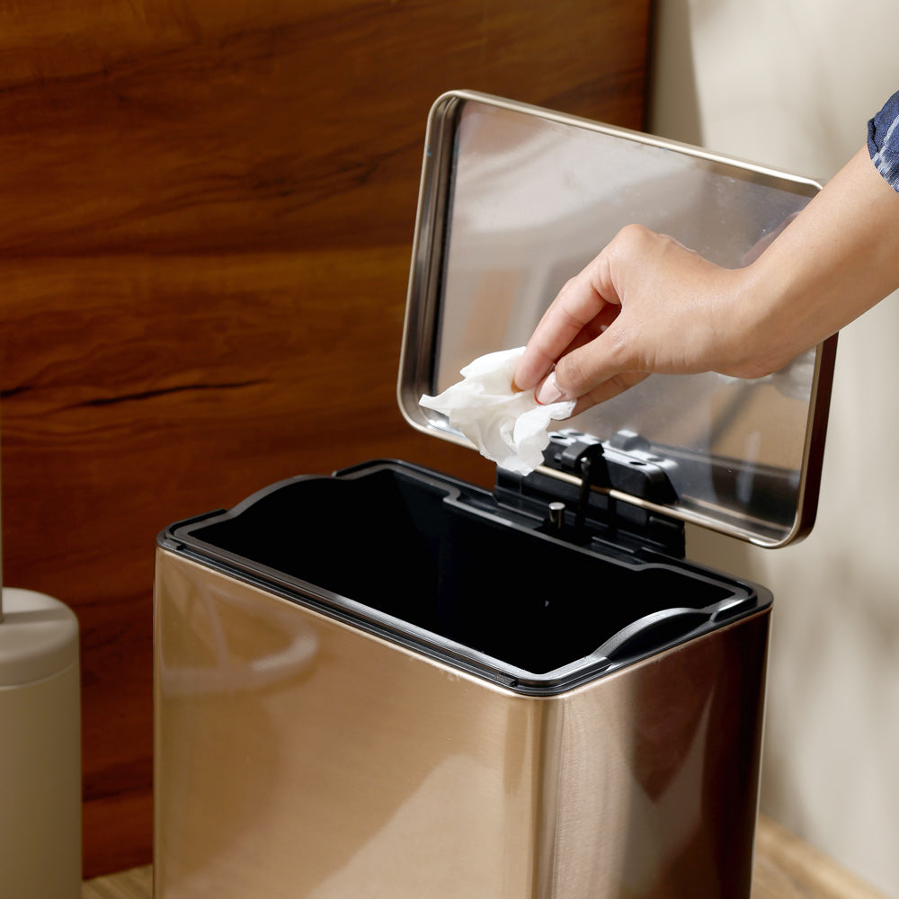 Glint Rectangular Pedal Bin 12L - Champagne
