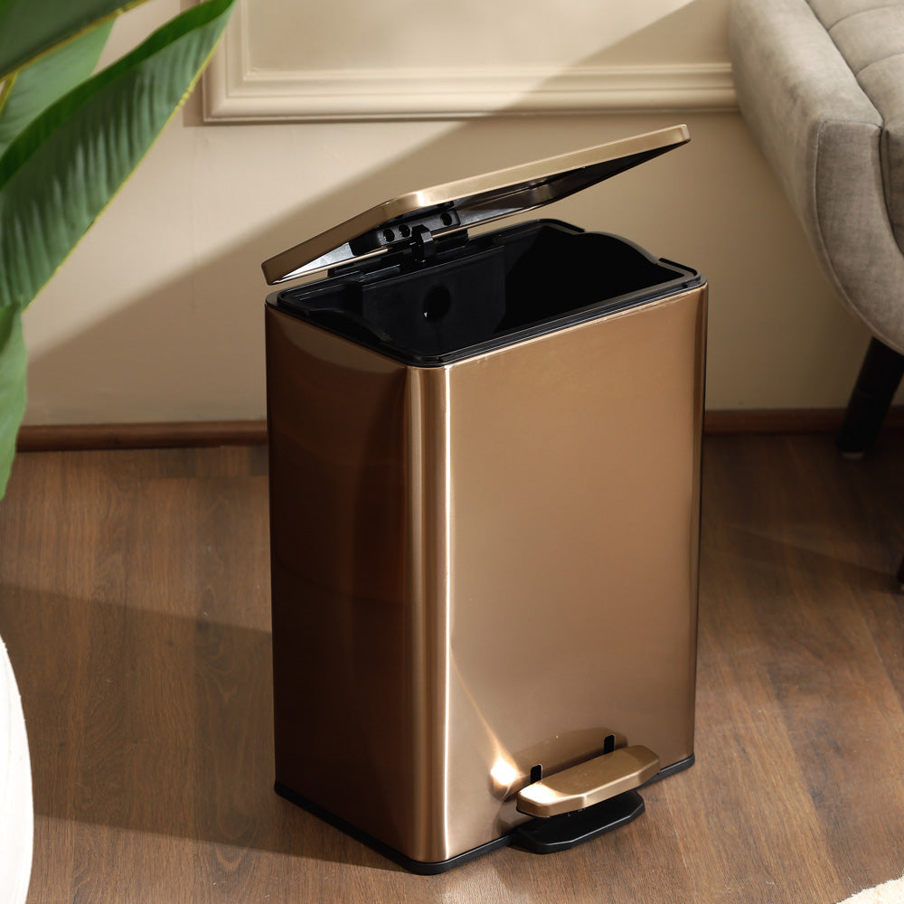 Glint Rectangular Pedal Bin 12L - Champagne