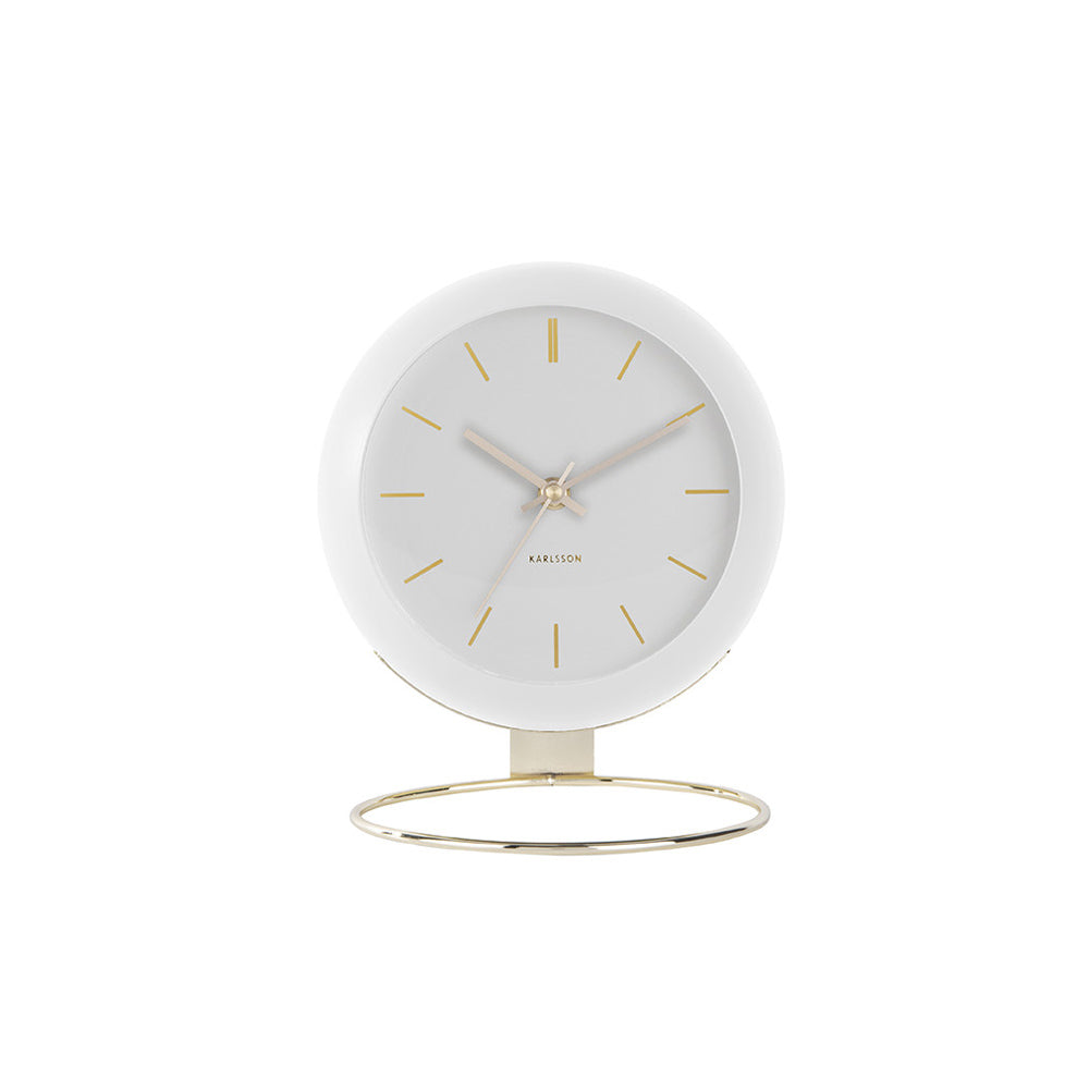 Globe Table Clock 21cm - White Gold