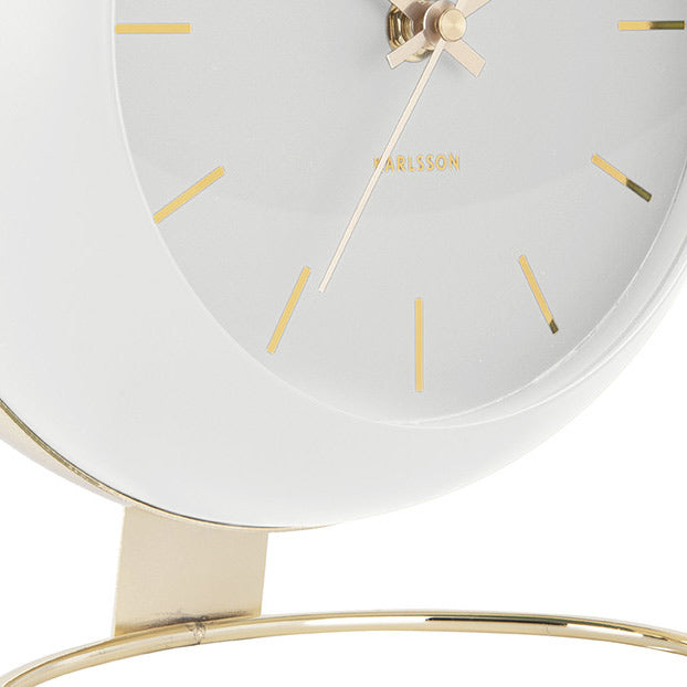 Globe Table Clock 21cm - White Gold