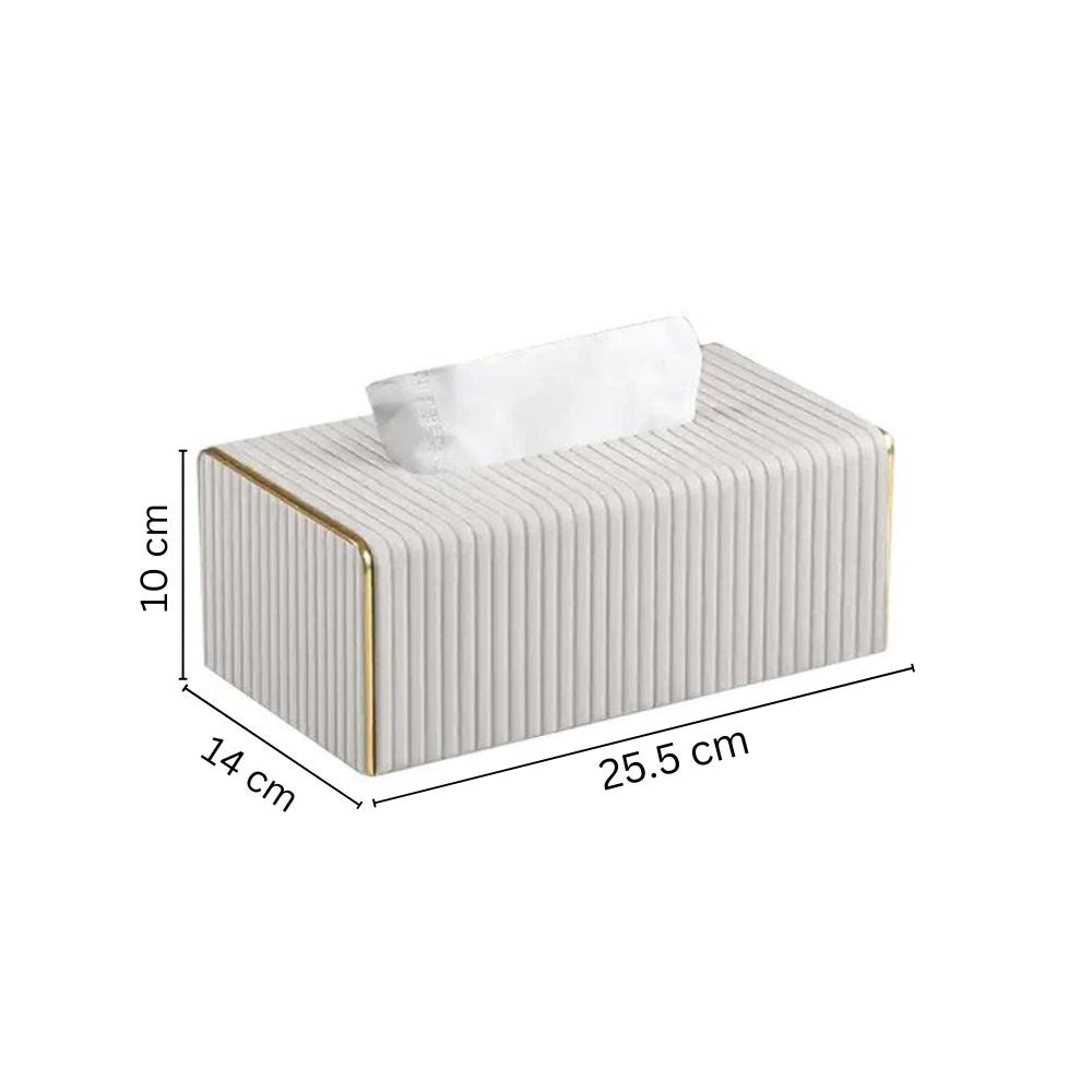 Gold Edge Tissue Box Holder - Ivory