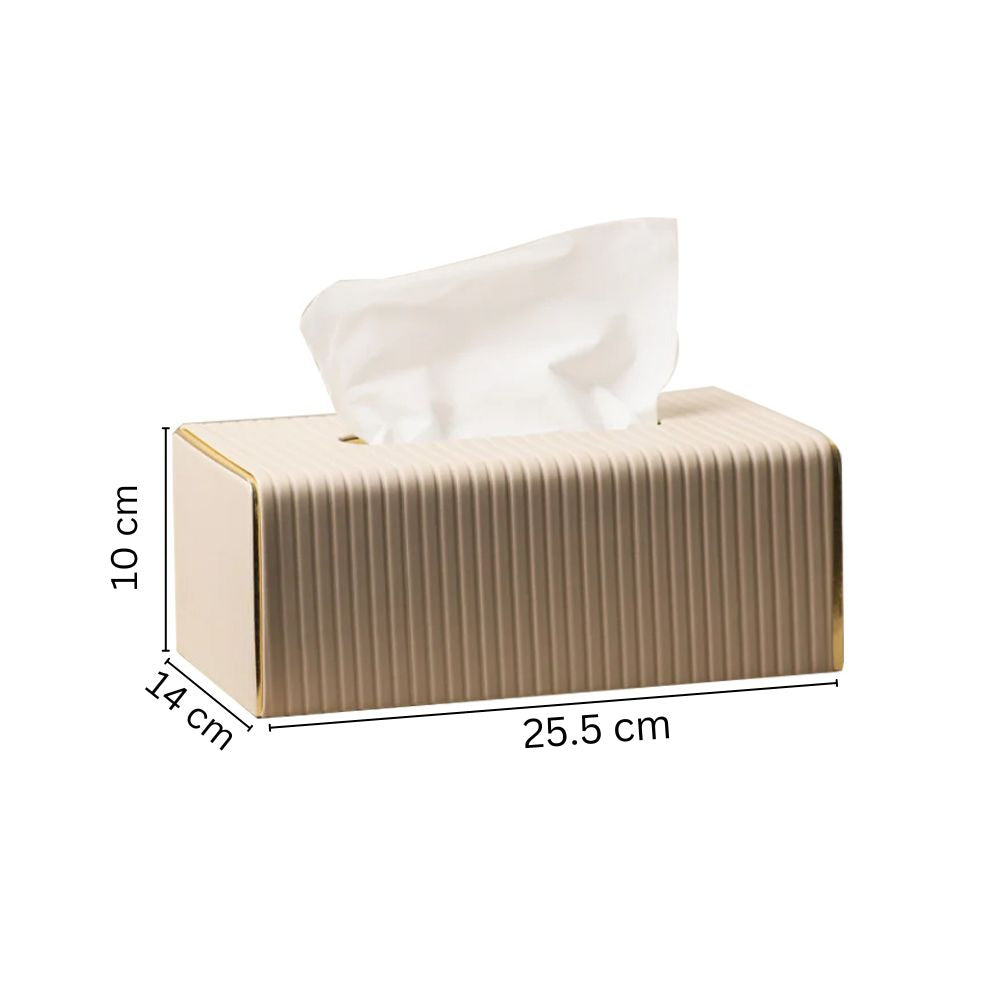 Gold Edge Tissue Box Holder - Taupe