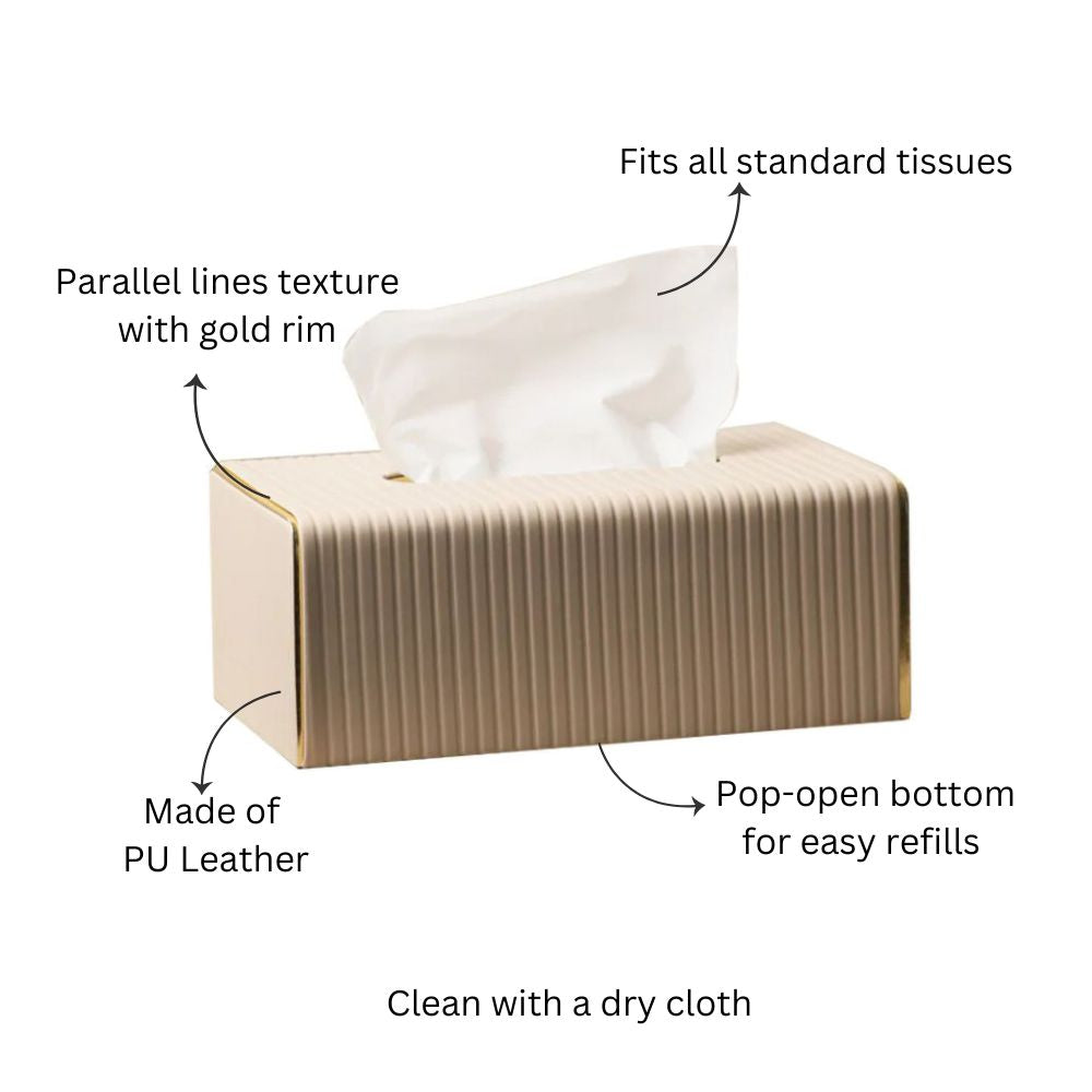 Gold Edge Tissue Box Holder - Taupe