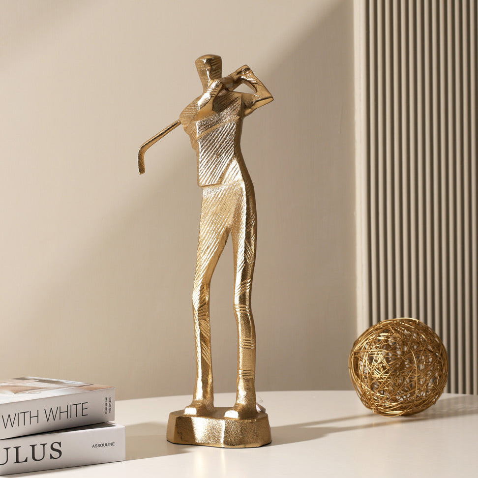 Golfer's Swing Sculpture - Gold