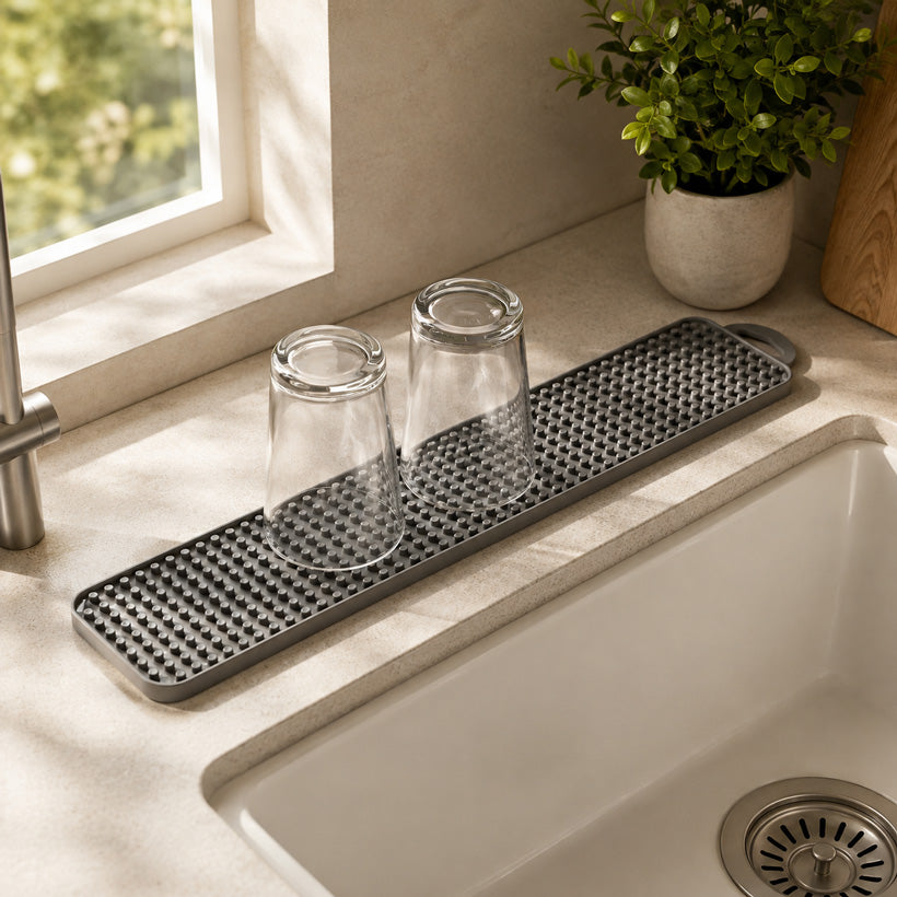 Gravity-Slim Reversible Dish Draining Mat