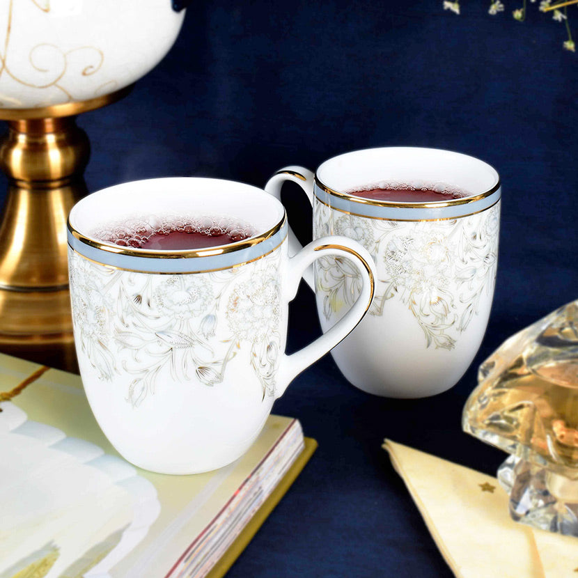 Grey Iris Coupe Coffee Mugs, Set of 2