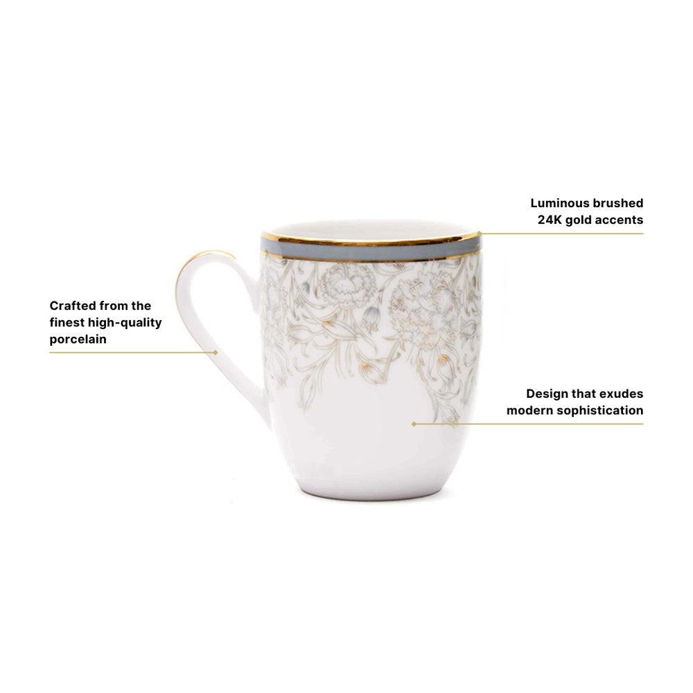 Grey Iris Coupe Coffee Mugs, Set of 2