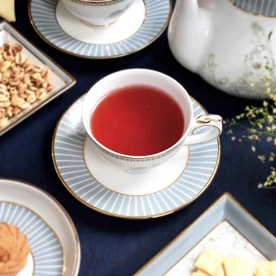 Grey Iris 12-piece Porcelain Cup & Saucer