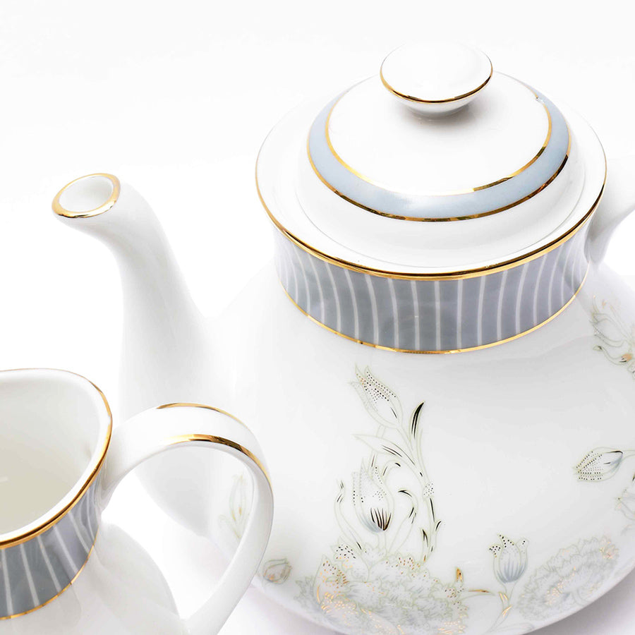 Grey Iris 17-piece Porcelain Tea Set