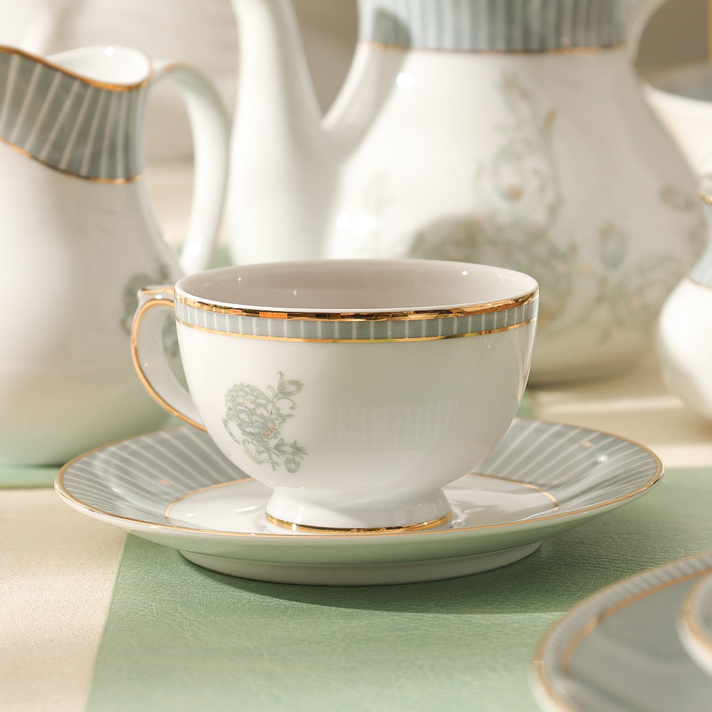 Grey Iris 12-piece Porcelain Cup & Saucer