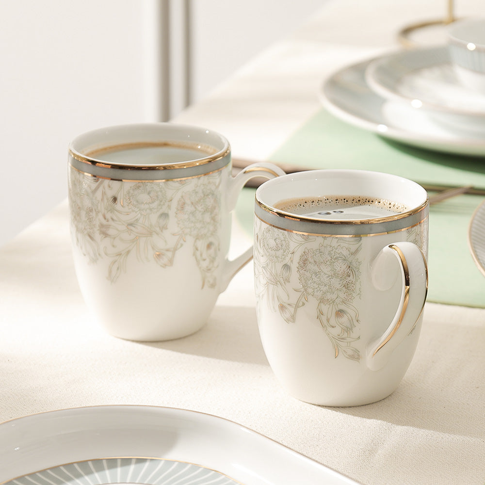 Grey Iris Coupe Coffee Mugs, Set of 2