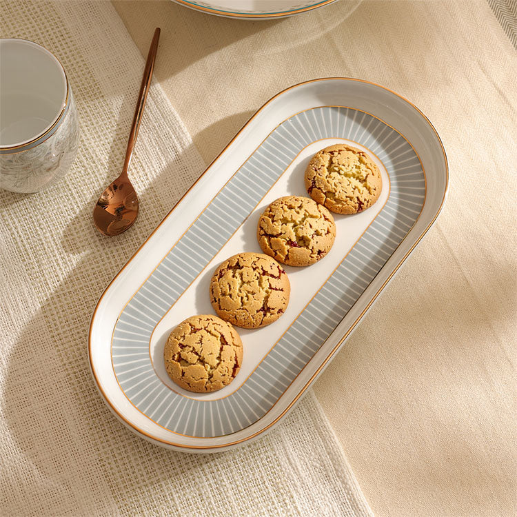 Grey Iris Oval Platter