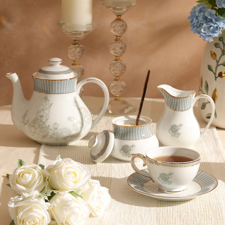 Grey Iris 17-piece Porcelain Tea Set