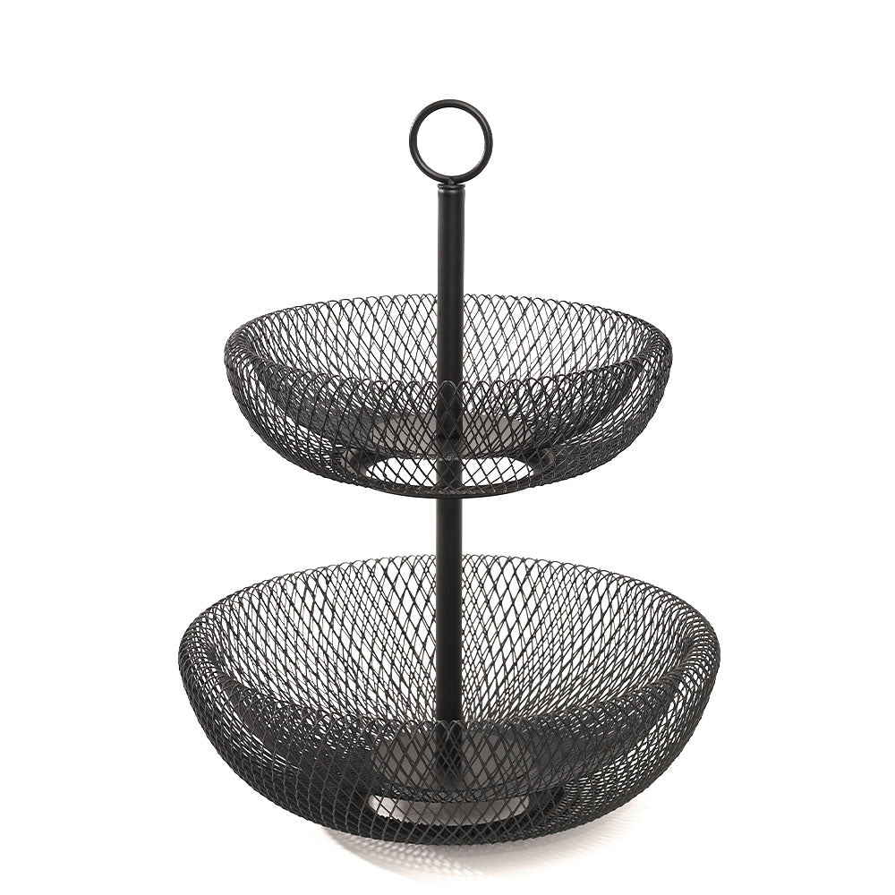 Grid 2-Tier Vegetable Storage Shelf - Black