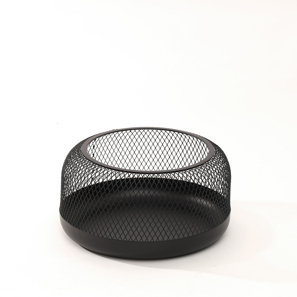 Grid Round Storage Basket Medium - Black