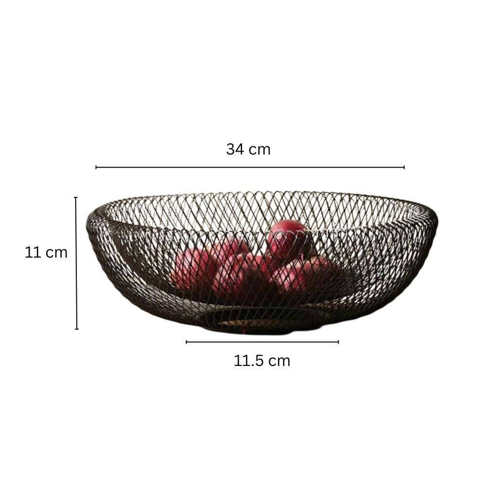 Grid Round Fruit Basket - Black