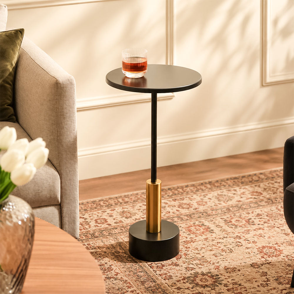 Grotto Pedestal Drink Table - Black Gold