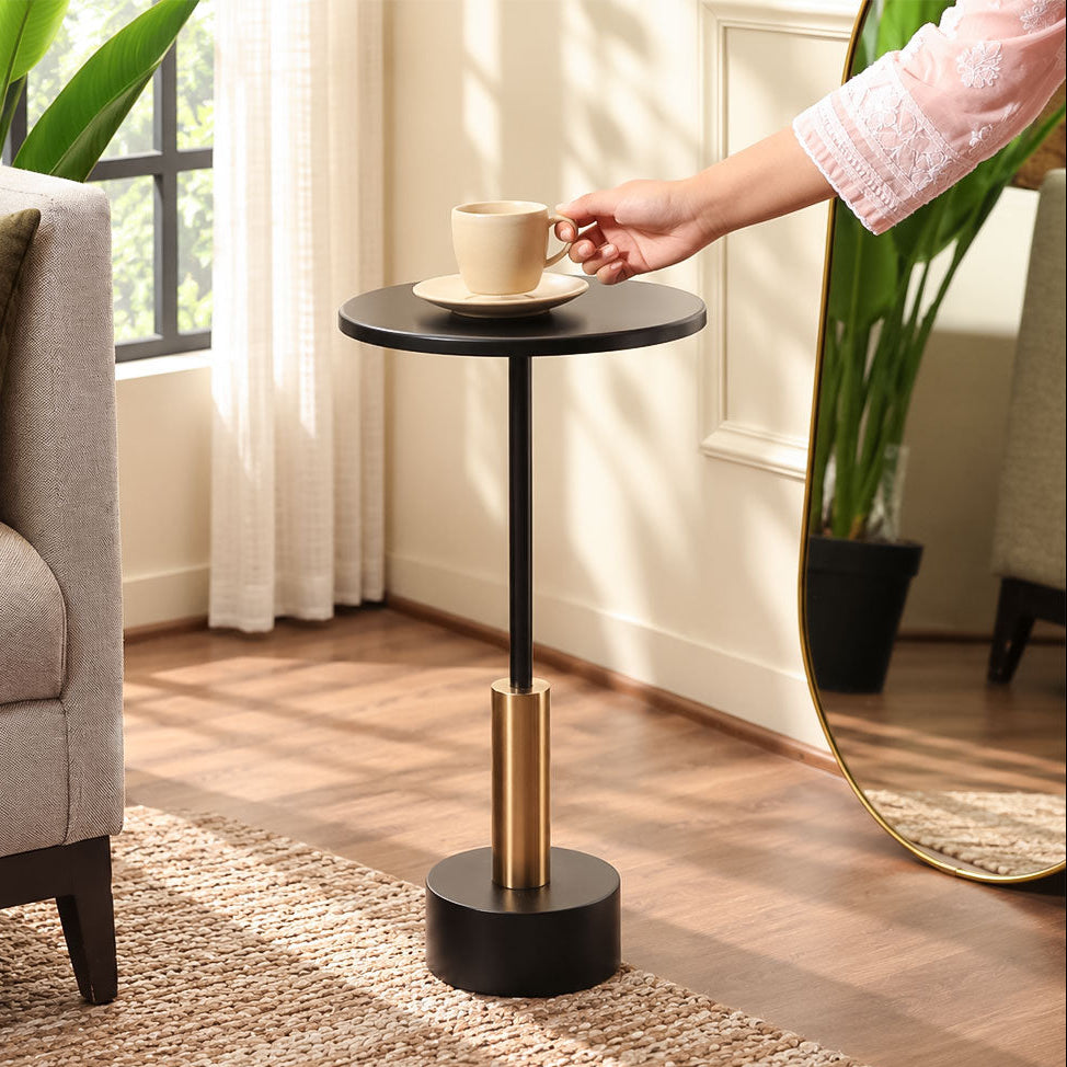 Grotto Pedestal Drink Table - Black Gold