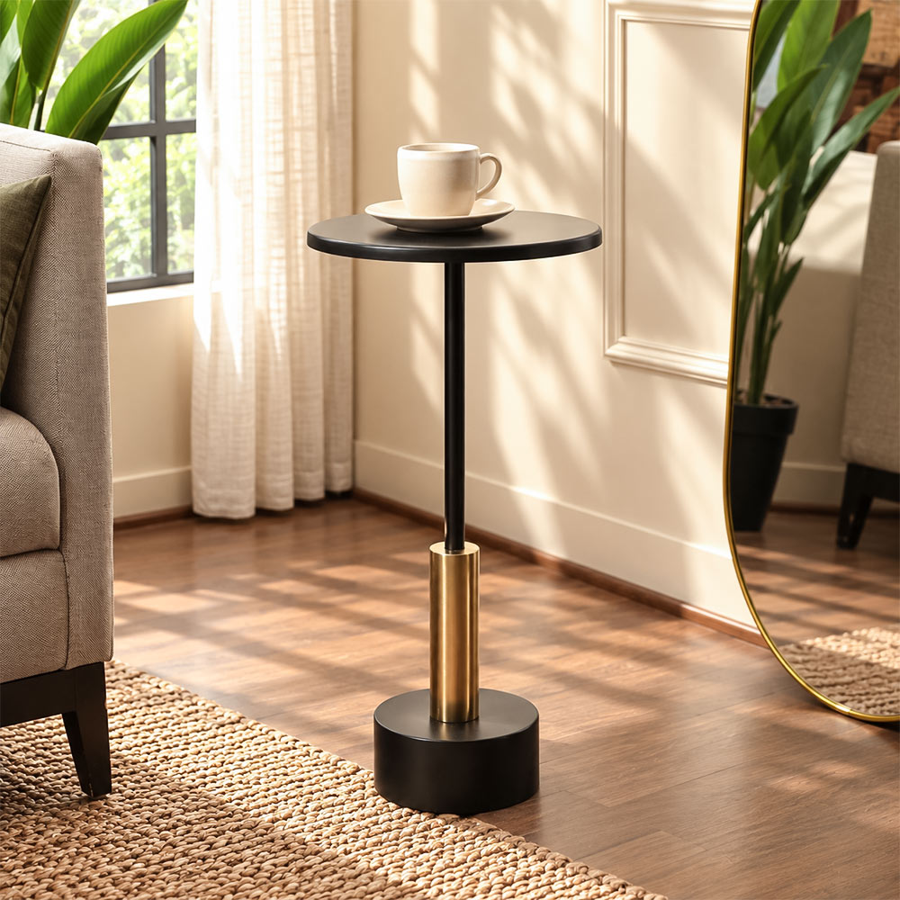 Grotto Pedestal Drink Table - Black Gold
