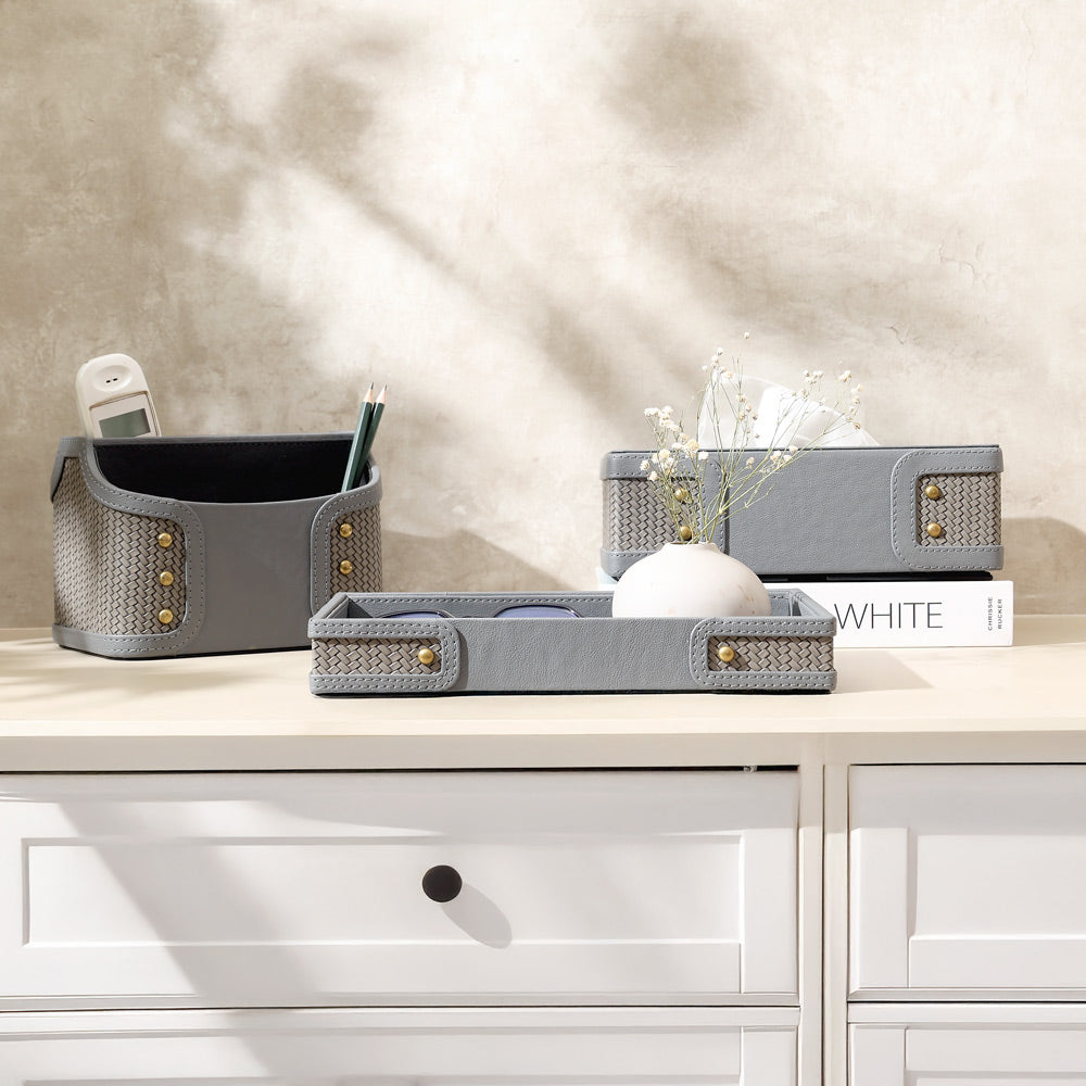 Leah Studded Valet Tray - Dark Grey