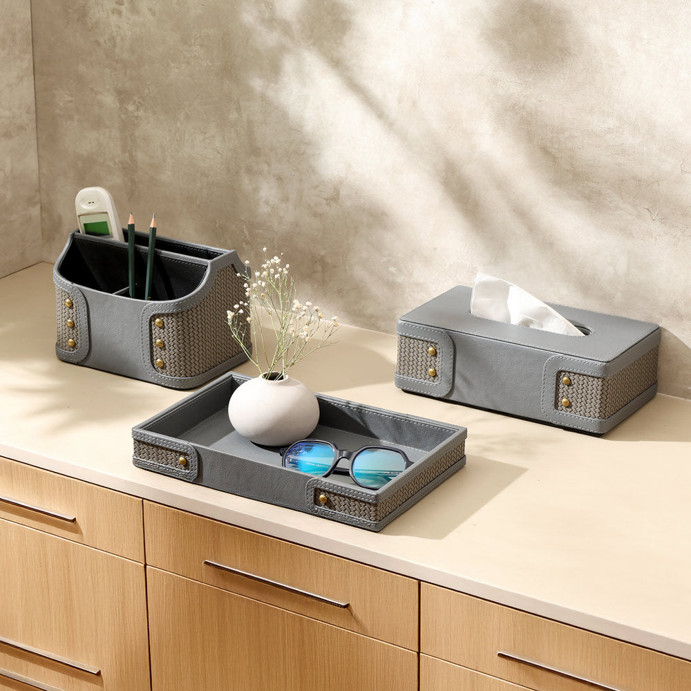 Leah Studded Tissue Box Holder - Dark Grey