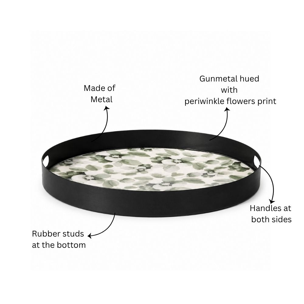 Gunmetal Serving Tray Large - Periwinkle