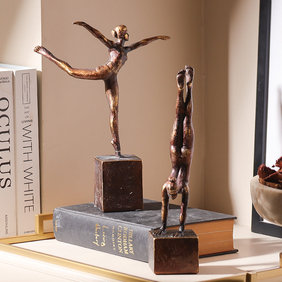 Gymnast Woman Sculpture - Vintage Bronze