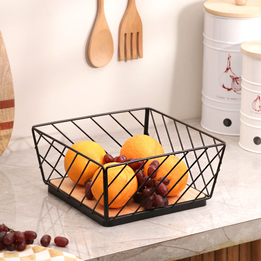 Hafe Square Basket Medium - Black Natural