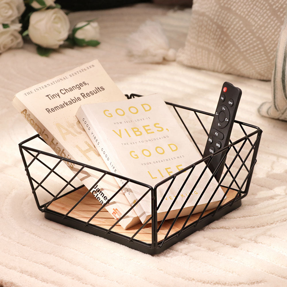 Hafe Square Basket Medium - Black Natural