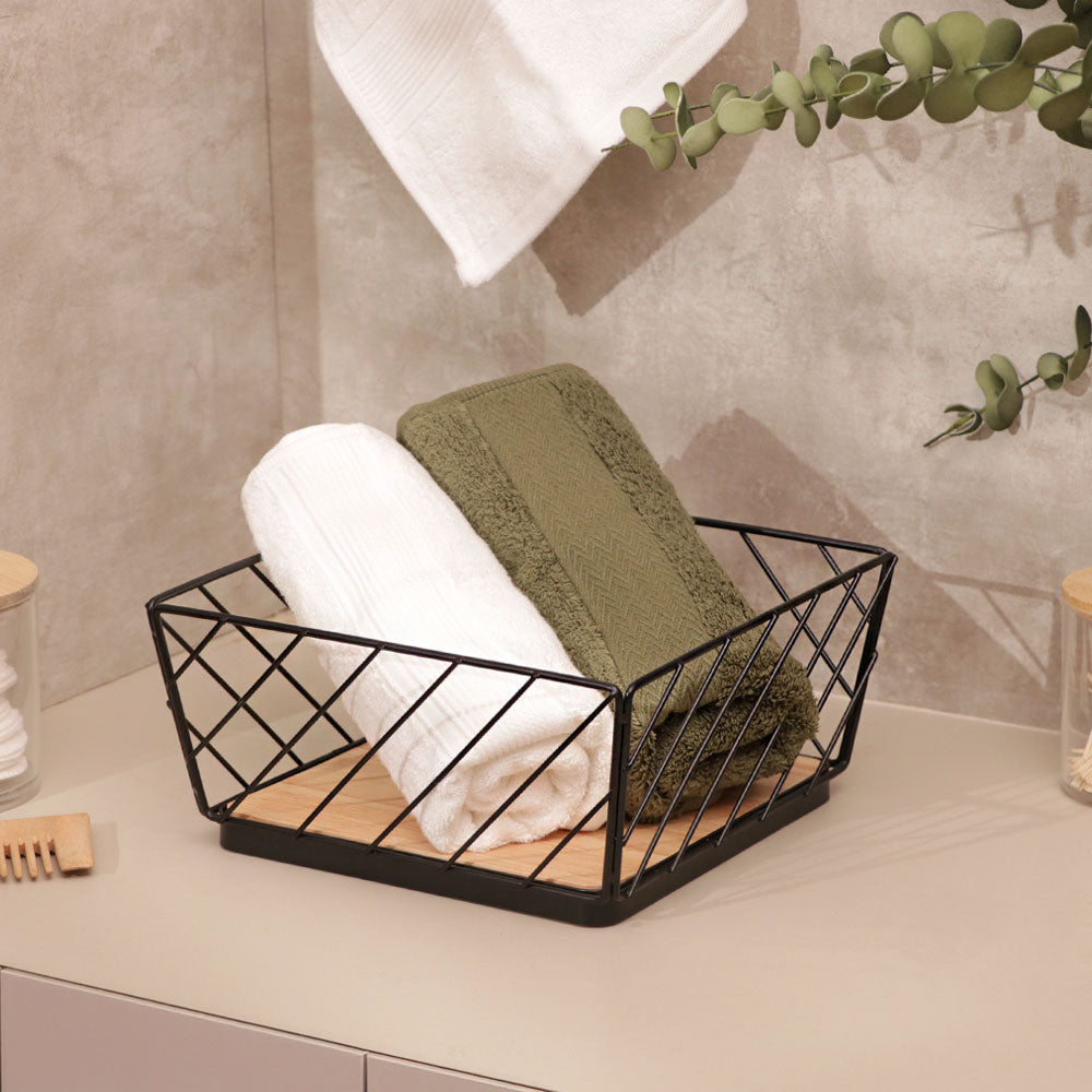 Hafe Square Basket Medium - Black Natural