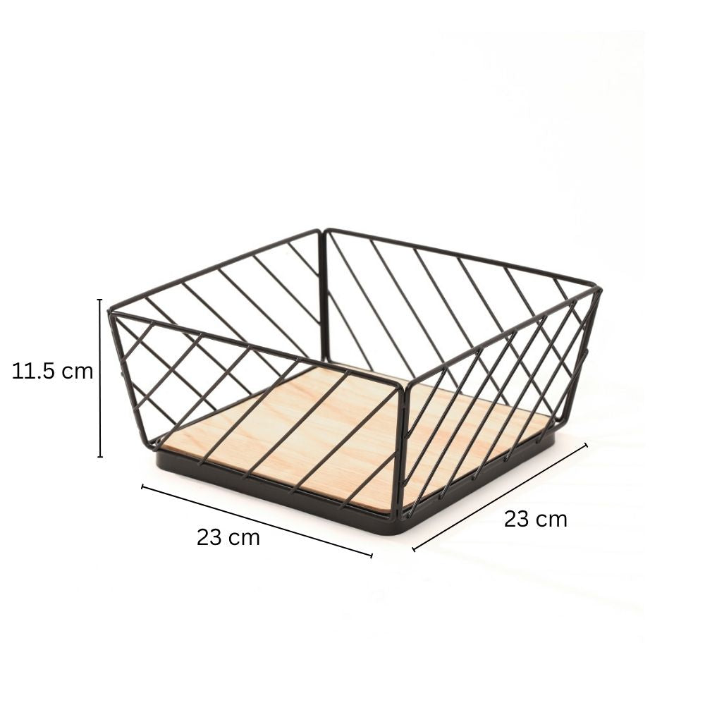 Hafe Square Basket Medium - Black Natural