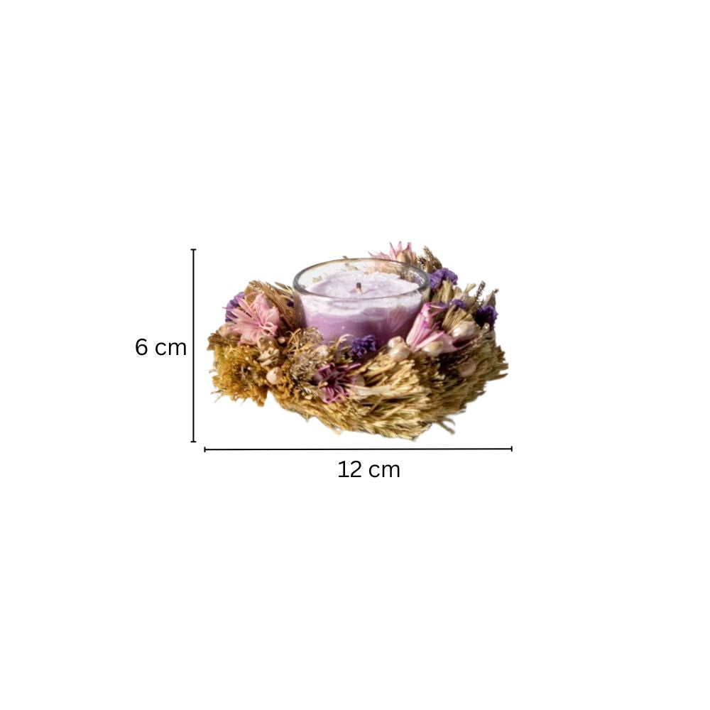 Halo Faux Flowers Decorative Candle - Pink & Purple