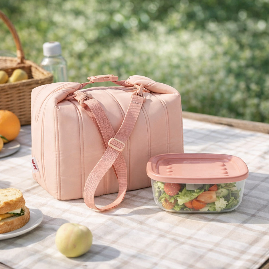 Handy Thermal Bag with Container Large - Pink