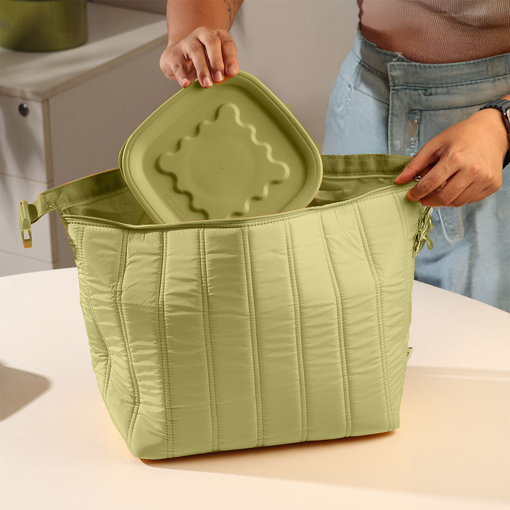 Handy Thermal Bag with Container Large - Green