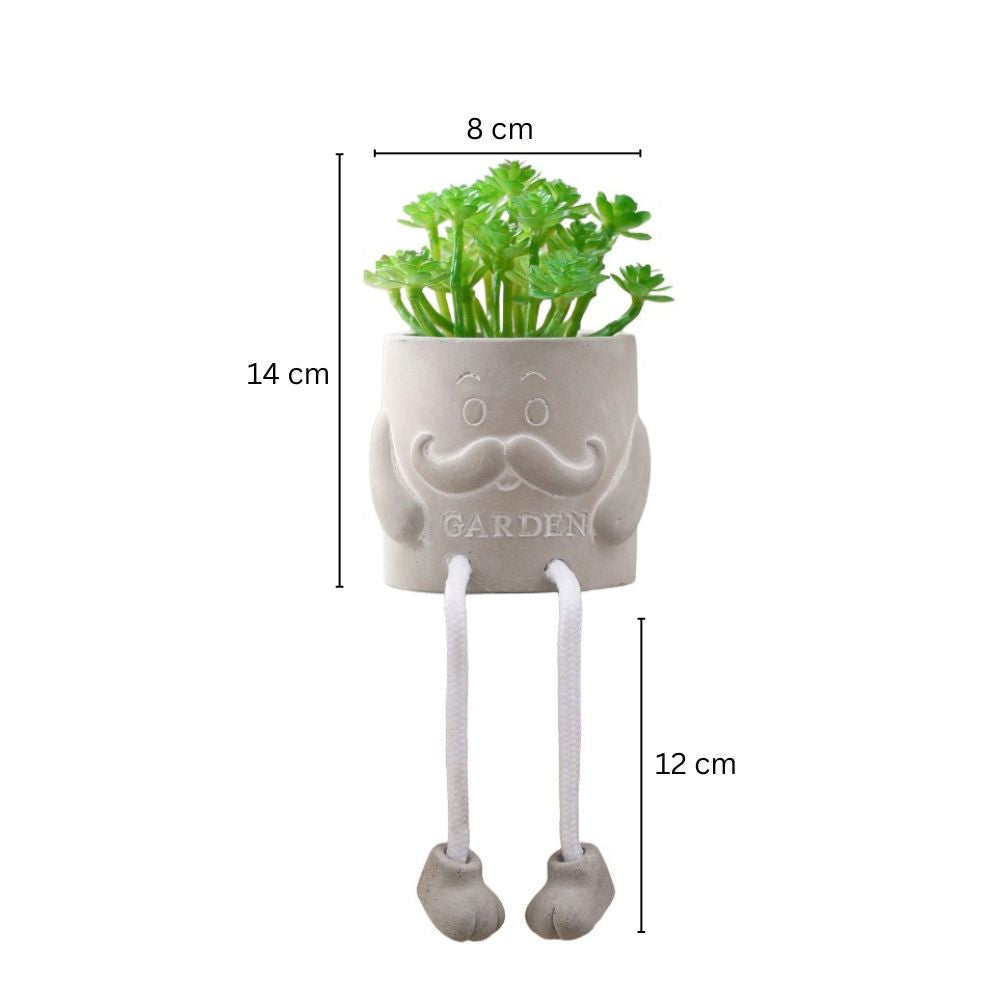 Hangout Gnome Planter with Faux Plant - Grey