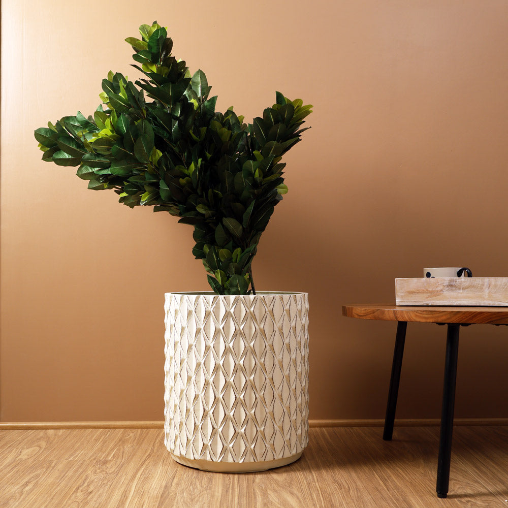 Harlequin Barrel Planter Large - Cream