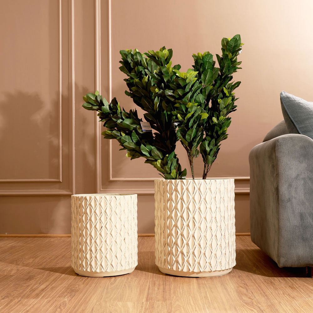 Harlequin Barrel Planter Large - Cream