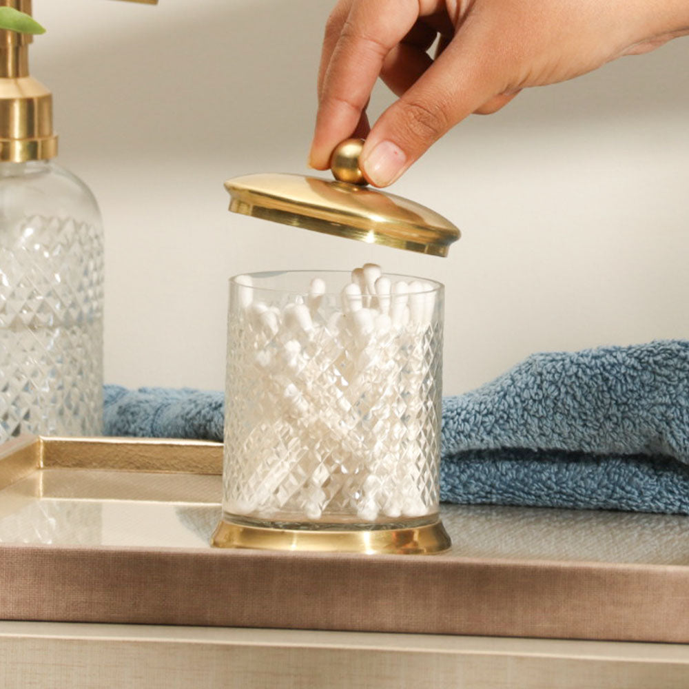 Harlequin Glass and Brass Storage Jar - Clear Gold