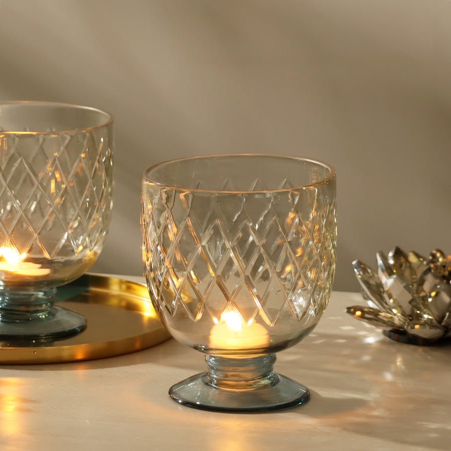 Havana Glass Hurricane - Teal