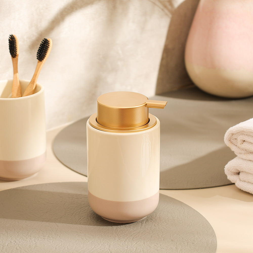 Haze Ceramic Soap Dispenser - Cream Taupe