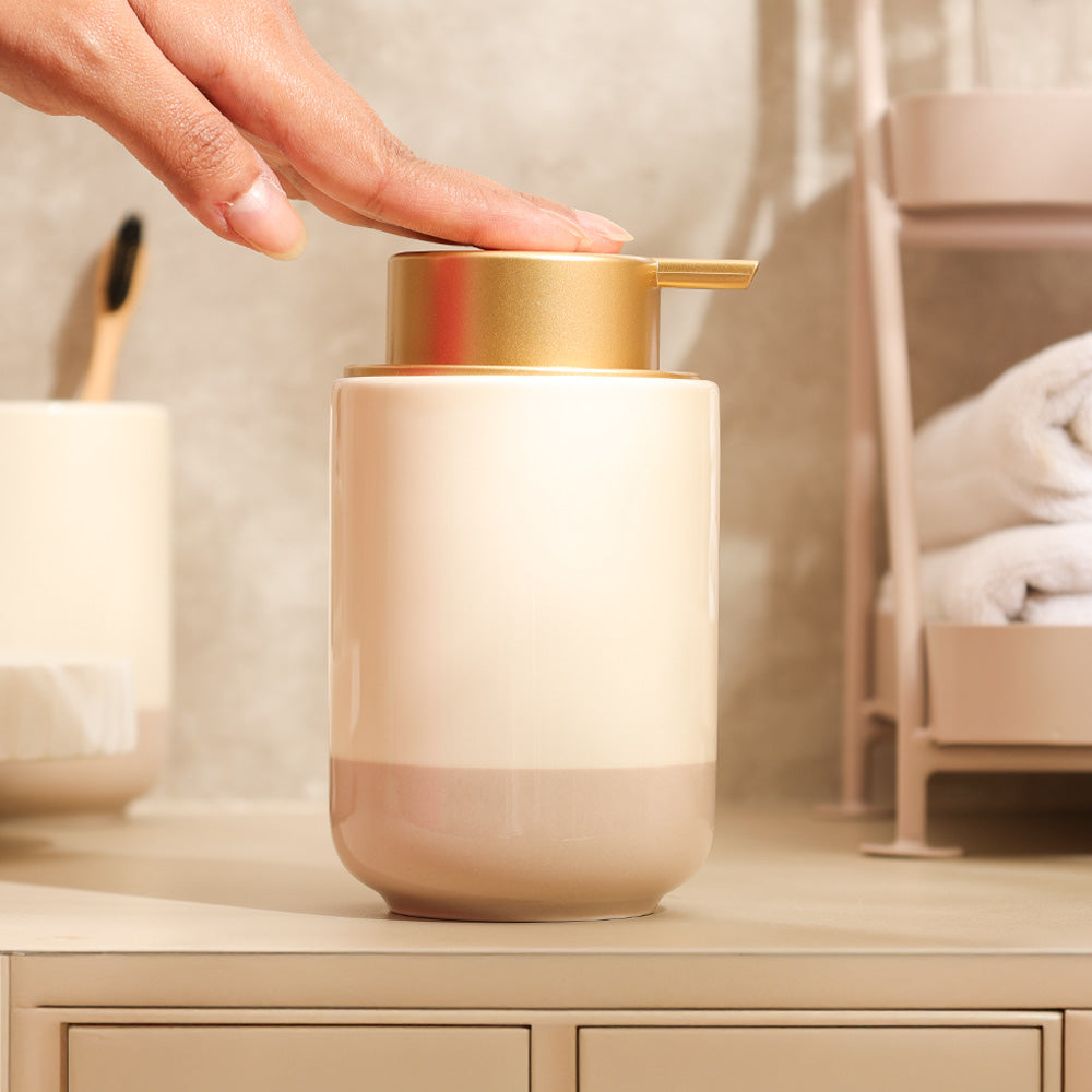 Haze Ceramic Soap Dispenser - Cream Taupe