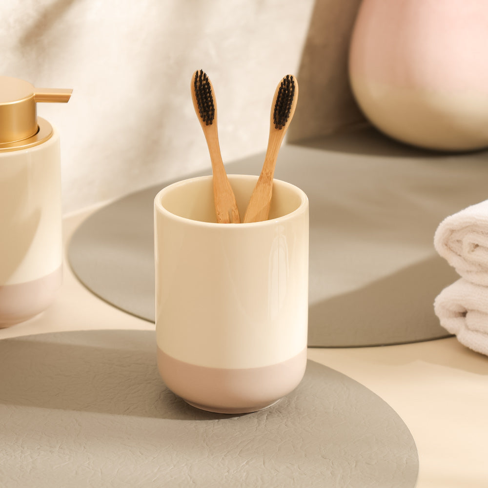 Haze Ceramic Toothbrush Tumbler - Cream Taupe