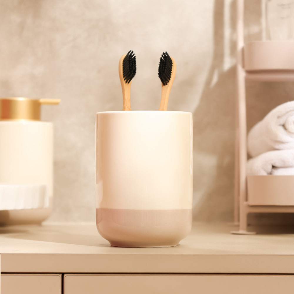 Haze Ceramic Toothbrush Tumbler - Cream Taupe