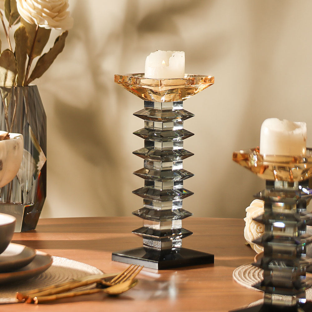 Helios Crystal Candle Holder Large - Earthy