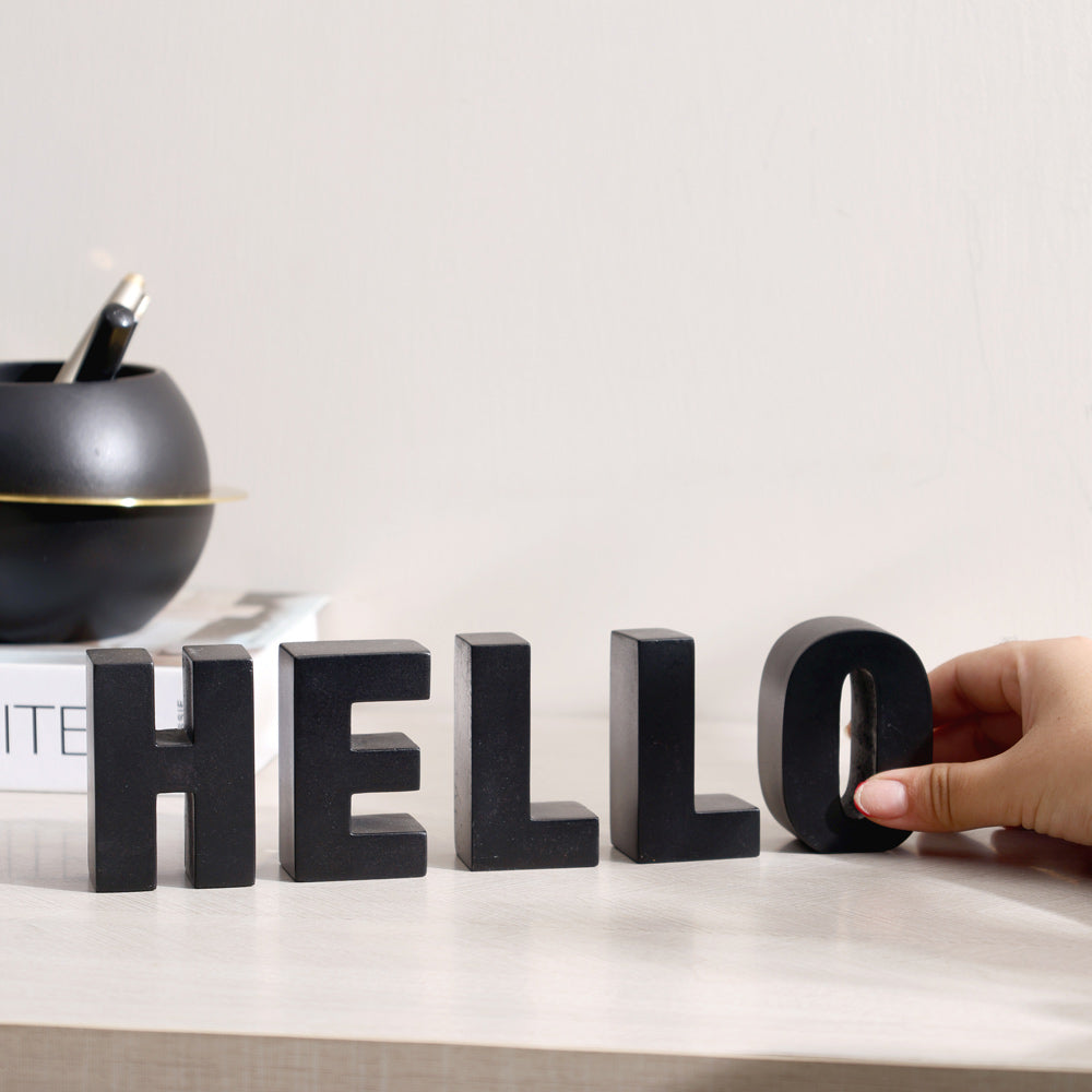 Hello Concrete Decorative Accent - Black