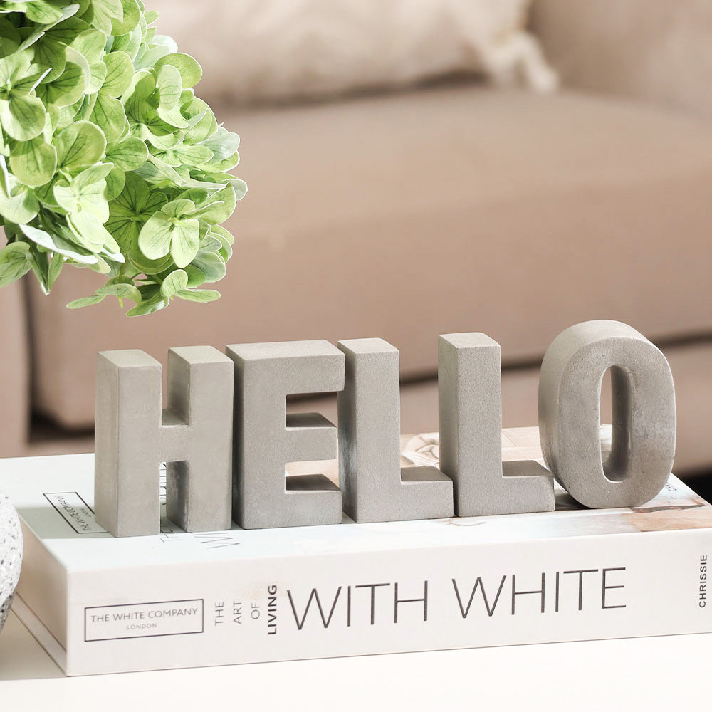 Hello Concrete Decorative Accent - Dark Grey